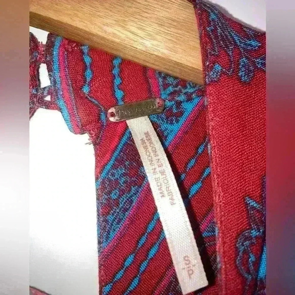 Free People Red Walking On A Dream Tunic long sleeve Blouse - Picture 8 of 13